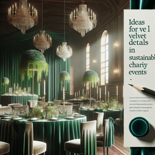 Ideas para detalles de terciopelo en eventos benéficos sostenibles.